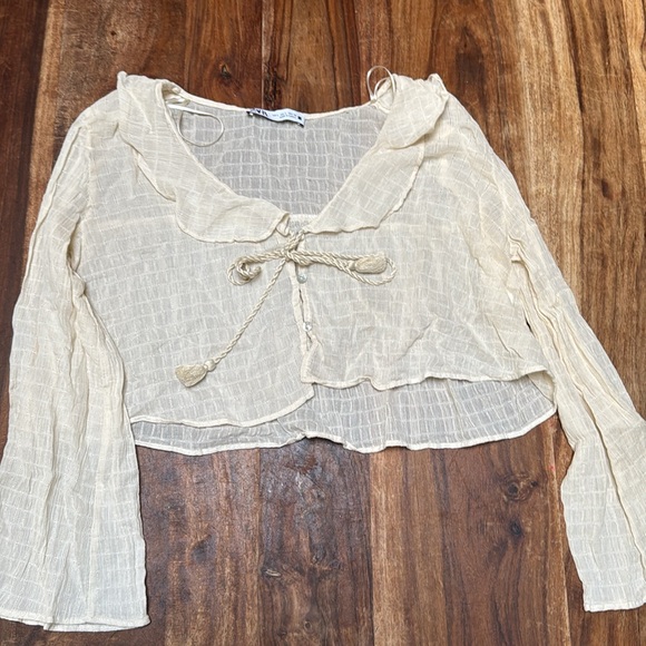 Bundle off-white Zara LS tops size M-L - Picture 2 of 6